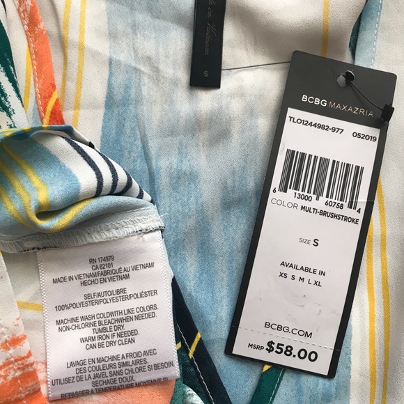 BCBGMaxAzria Knot Front 3/4 Sleeve Woven Top, S - Picture 4 of 8